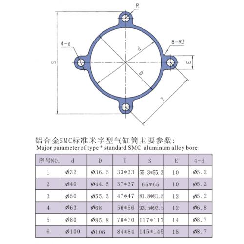 铝合金SMC米字型气缸筒