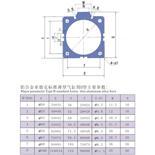 铝合金亚德克标准薄型气缸筒B型