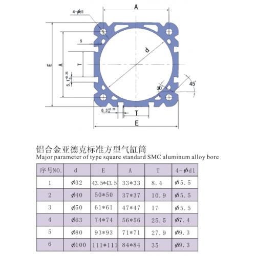 铝合金亚德克方型气缸筒