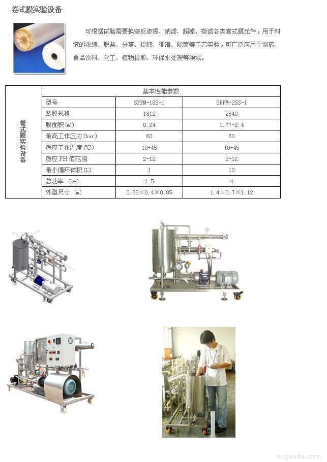 卷式膜分离中试、小试实验设备